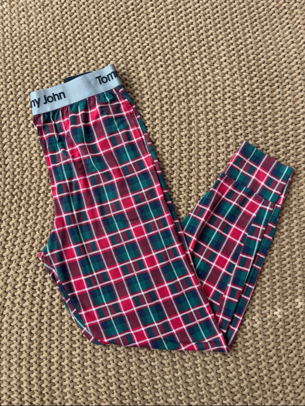 Tommy John Second Skin Pajama Pants Men’s Small Red Green Plaid Tartan Sleep